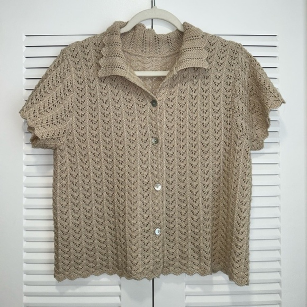 Hand knit button down top